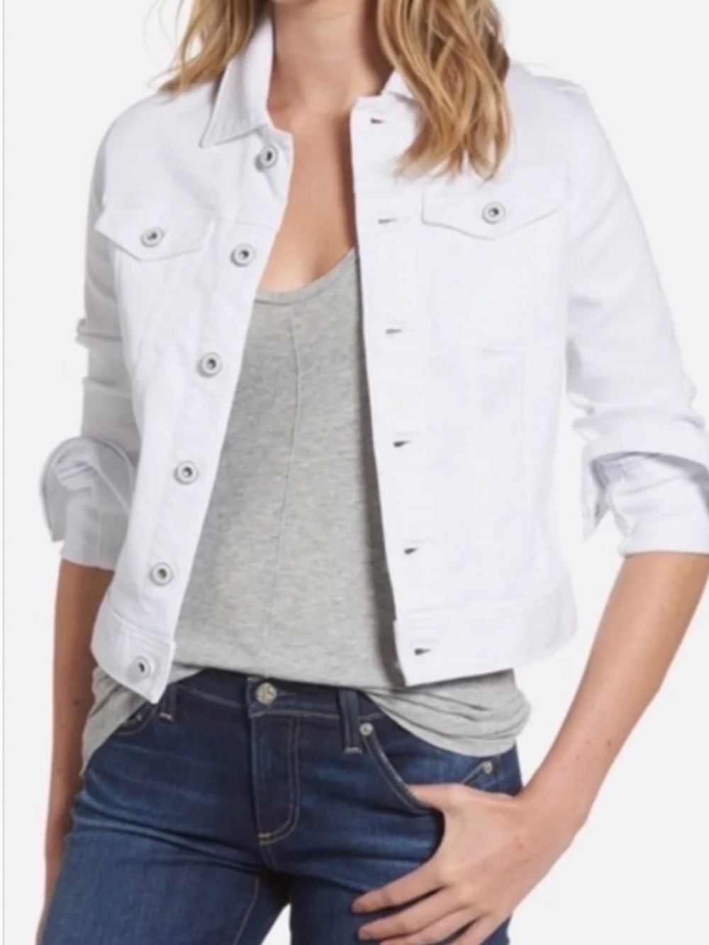 Ag Adriano Goldschmied Robyn White Denim Jacket Sz L